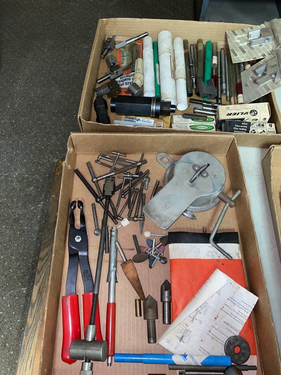 Two flats of tools: Reamers, different parts