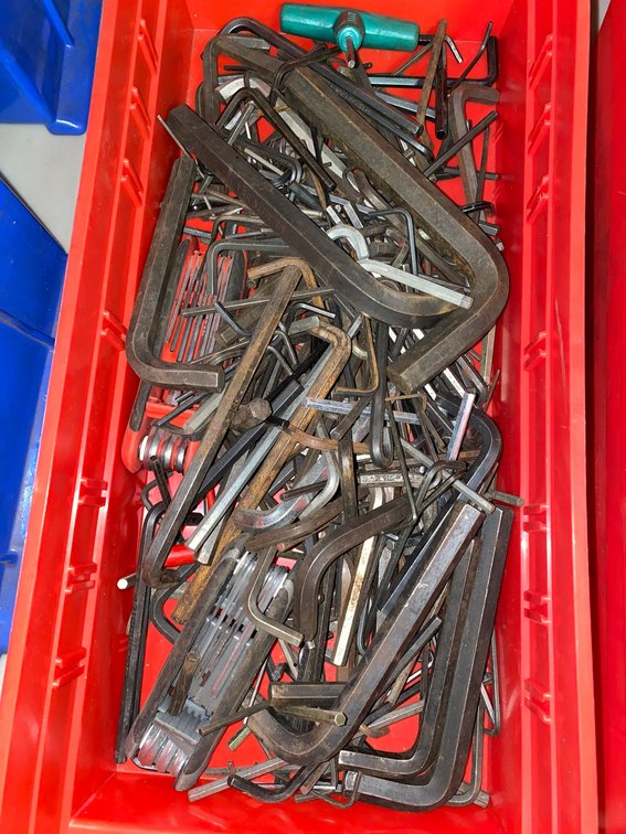 Container of Allen wrenches