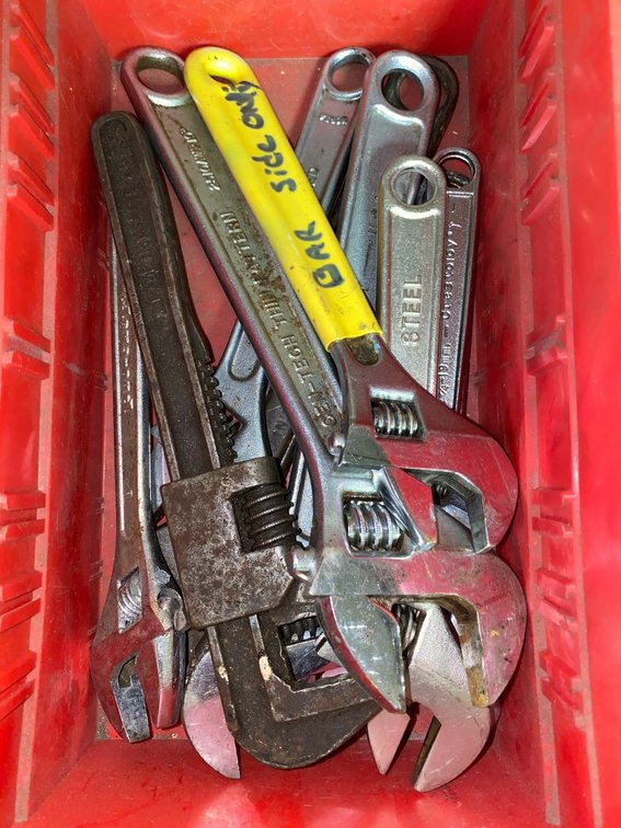Container of Crescent wrenches