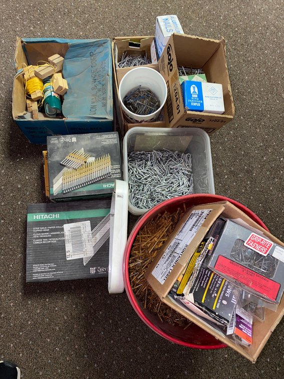 Lot of nail gun nails and other misc. nails