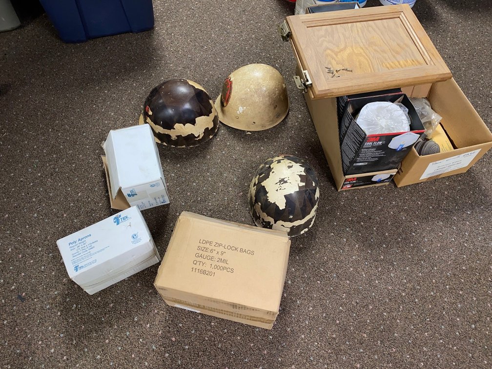 Hard hat helmets, face mask