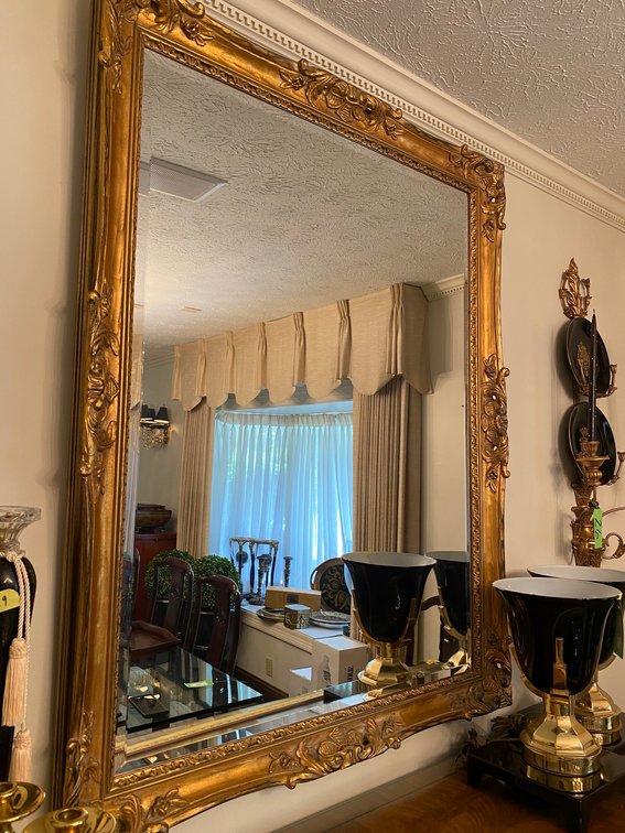 Gold gilded framed mirror with beveled edge mirror