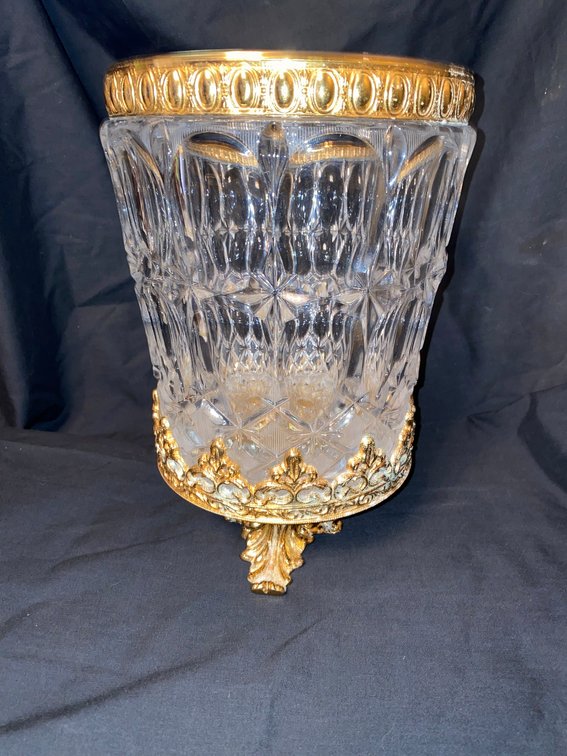 Cut crystal gold trimmed footed champagne ice bucket