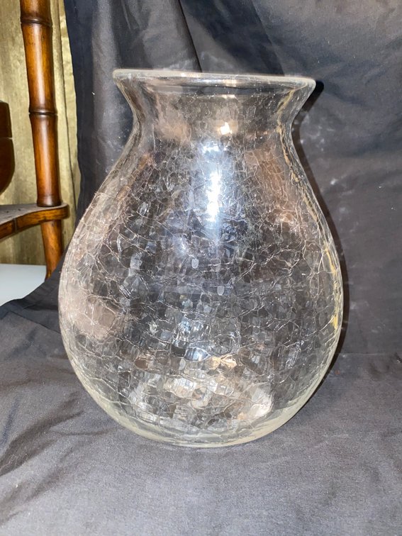 Blenko clear crackle glass vase