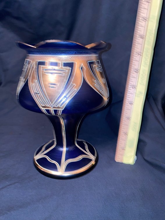 Cobalt blue trimmed with gold vase