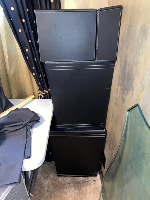 Collection of leather-like storage boxes