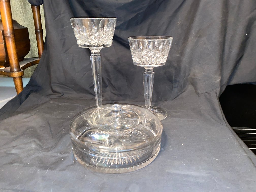 Pair of Waterford crystal candle holders 