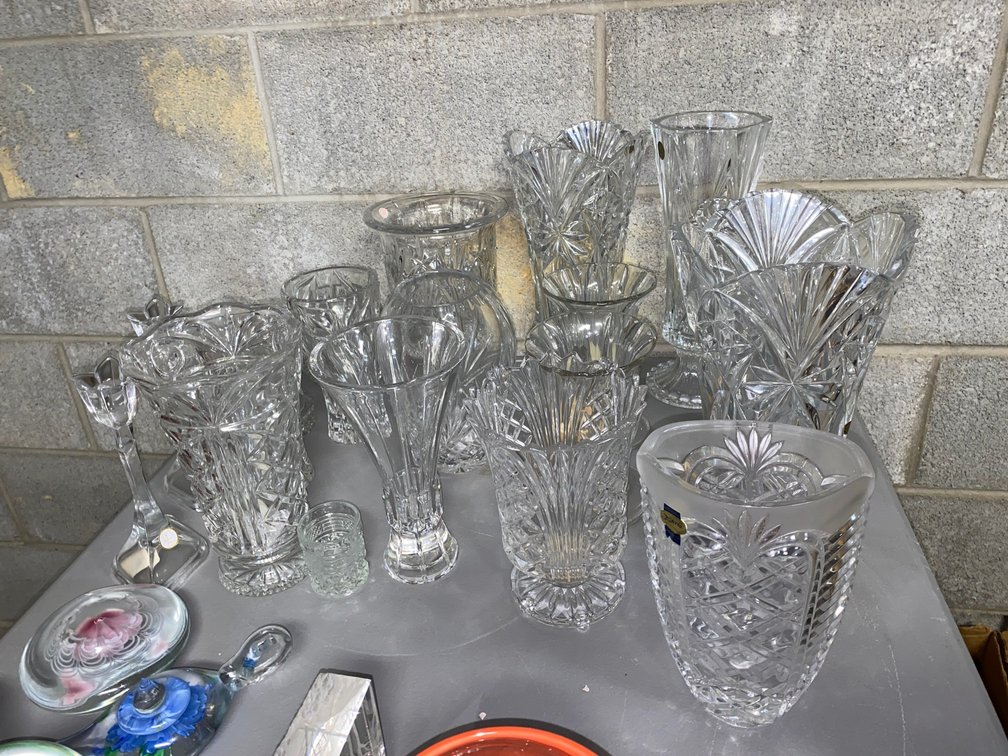 Clear cut glass vases