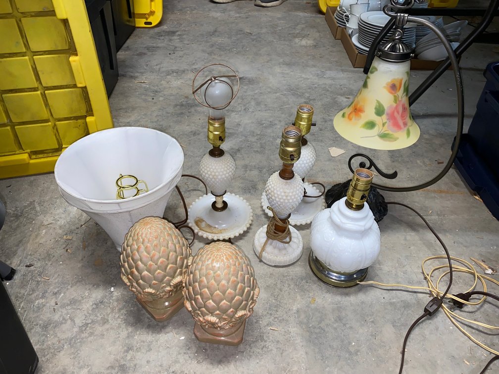 Milk glass lamps