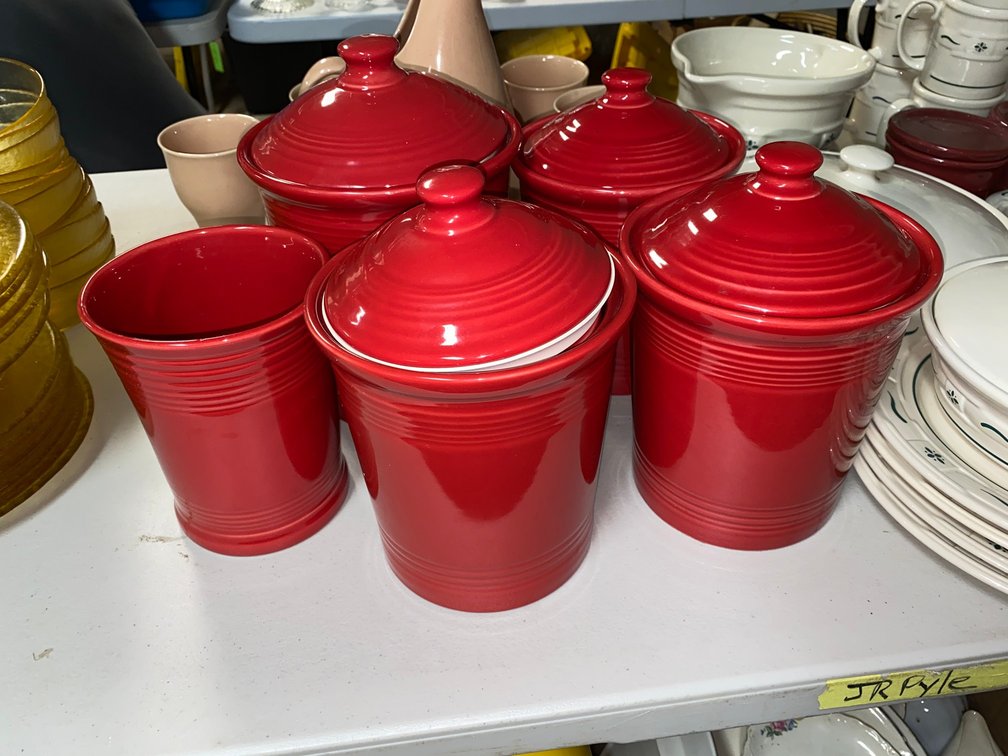 Red Fiestaware canisters