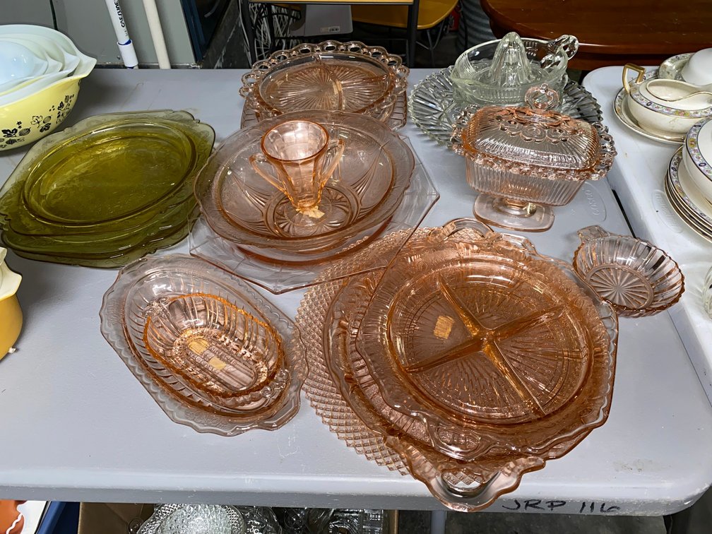 Colored glass serving pieces