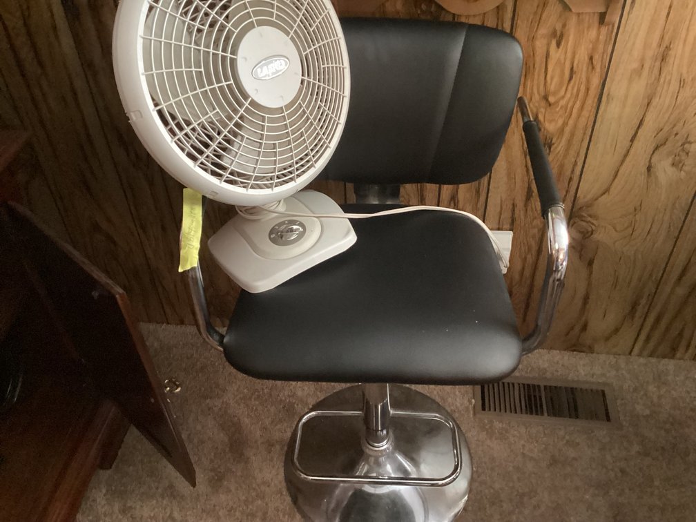 Chrome Bar Stool and Fan