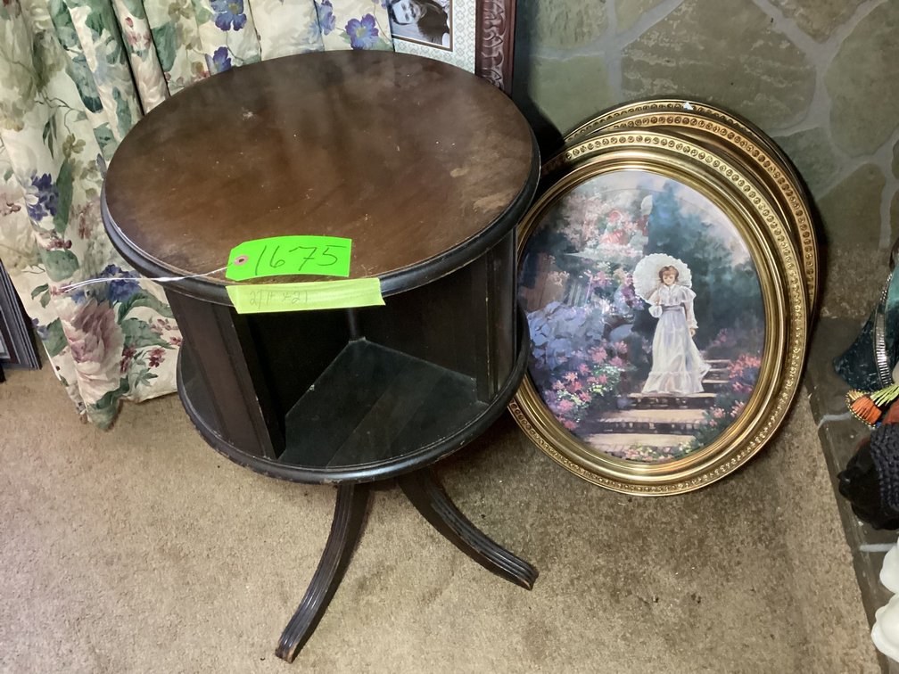 Vintage Round Table with Pictures