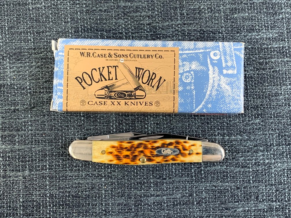 [34] Case Pocket Worn Antique Muskrat with Box