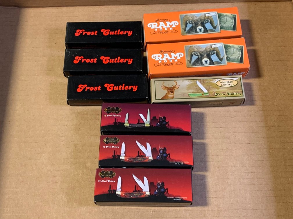 [80] Nine Folding Knives with Boxes