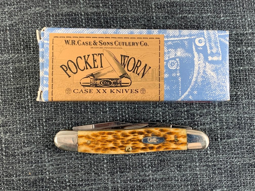 [36] Case Pocket Worn Antique Muskrat with Box