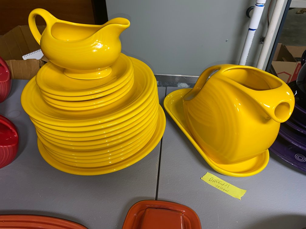 Fiestaware-plates and pitcher-Daffodil yellow in color
