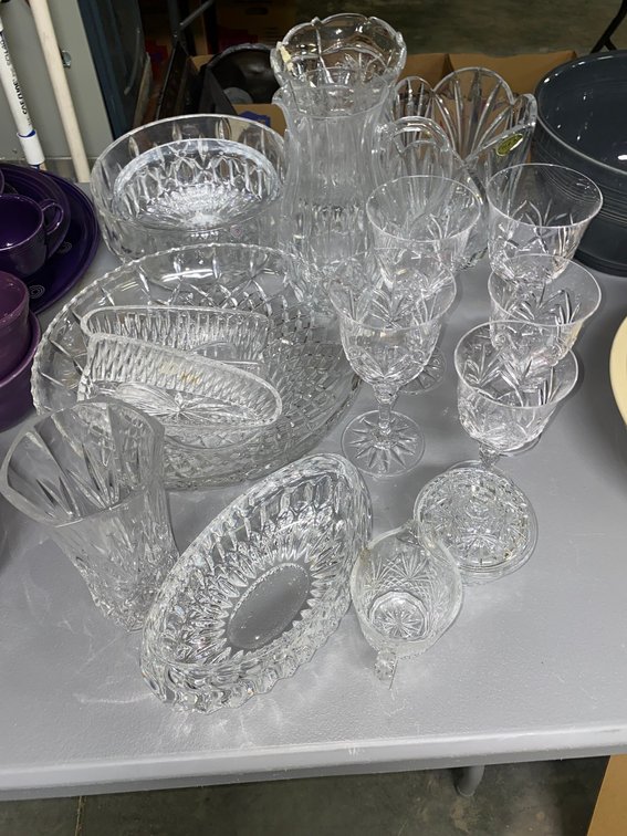 Cut glass stemware and ice buckets-some lead crystal