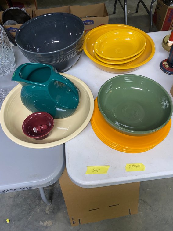 Various Fiestaware serving bowls-Slate, Sage and Merigold in color