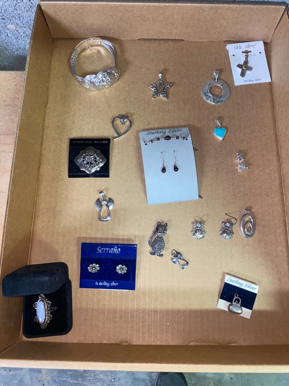 Sterling silver earrings, necklaces and bracelets
