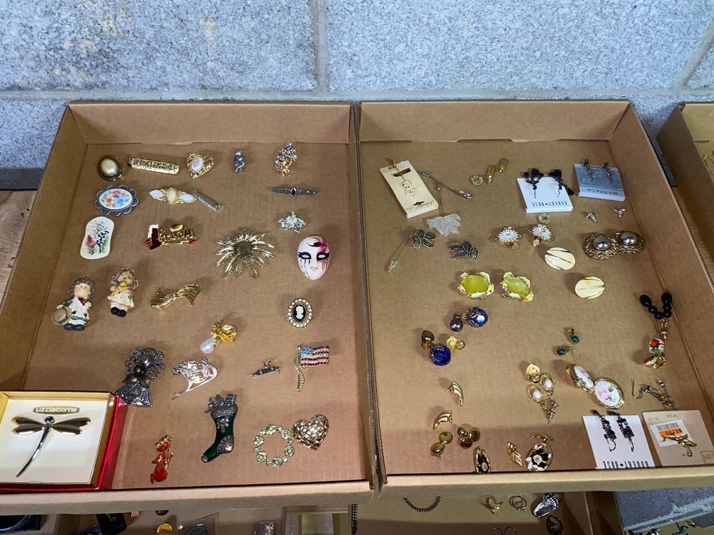 Costume jewelry-broaches and paired earrings