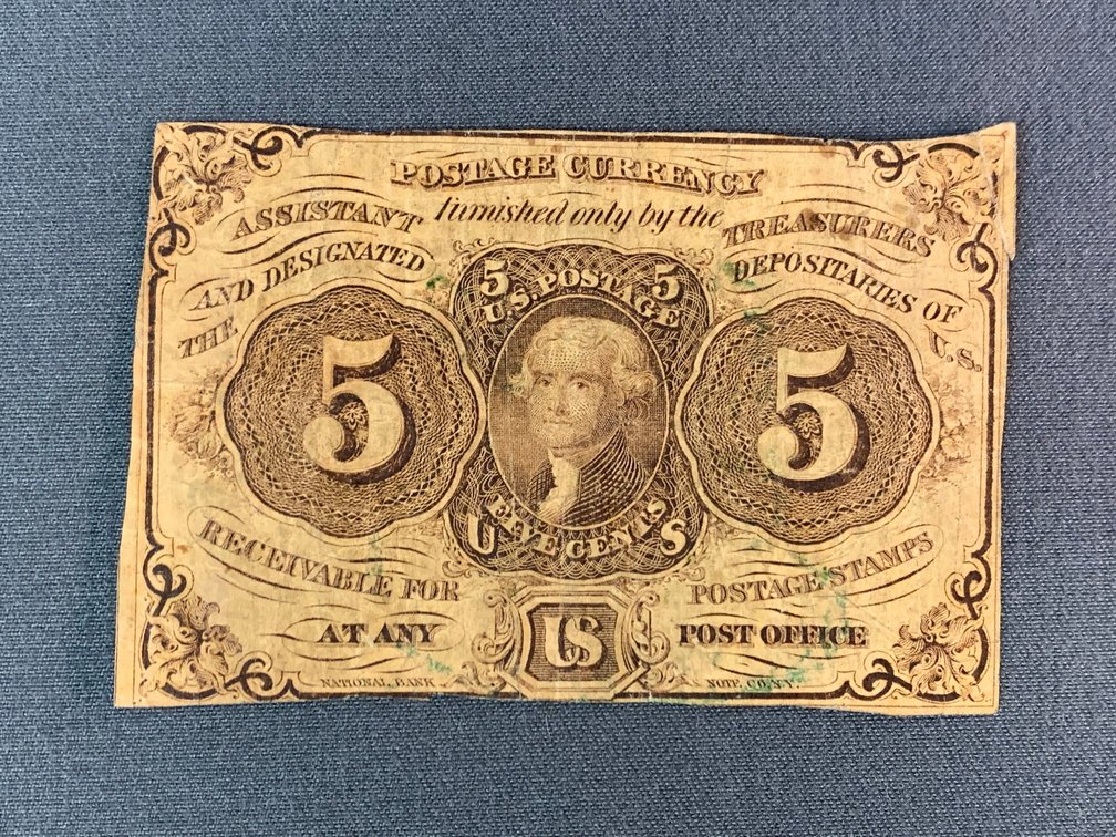 1862 5-cent US Postage Currency Note