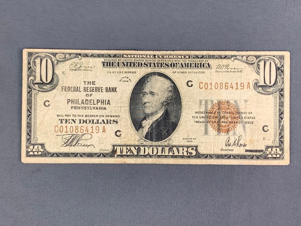 1929 $10 National Currency Banknote