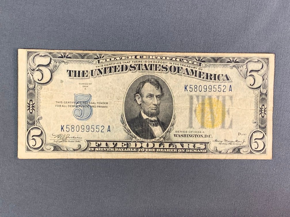 1934A $5 Silver Certificate