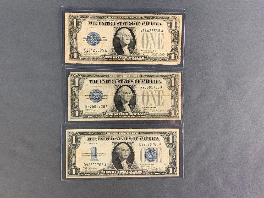 (3) 'Funnyback' $1 Silver Certificates