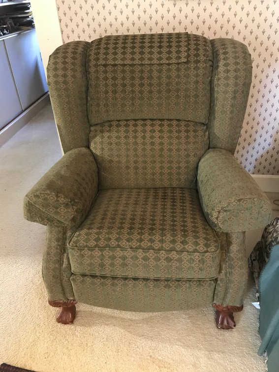 Lazy Boy upholstered wing back recliner chair