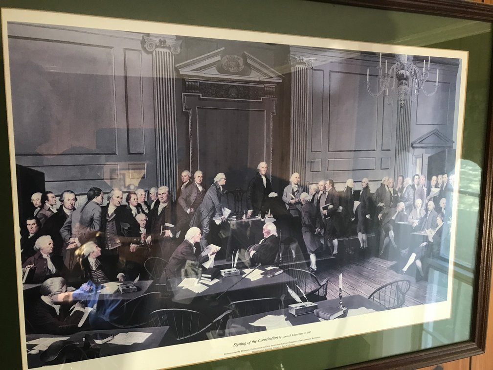 Print of signers of Constitution, also sheet that identifies each one of them