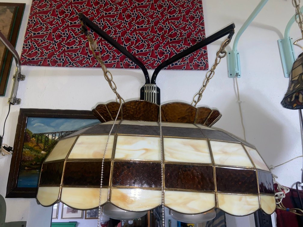 1 Slag Glass Pendant Lamp - Dual Socket