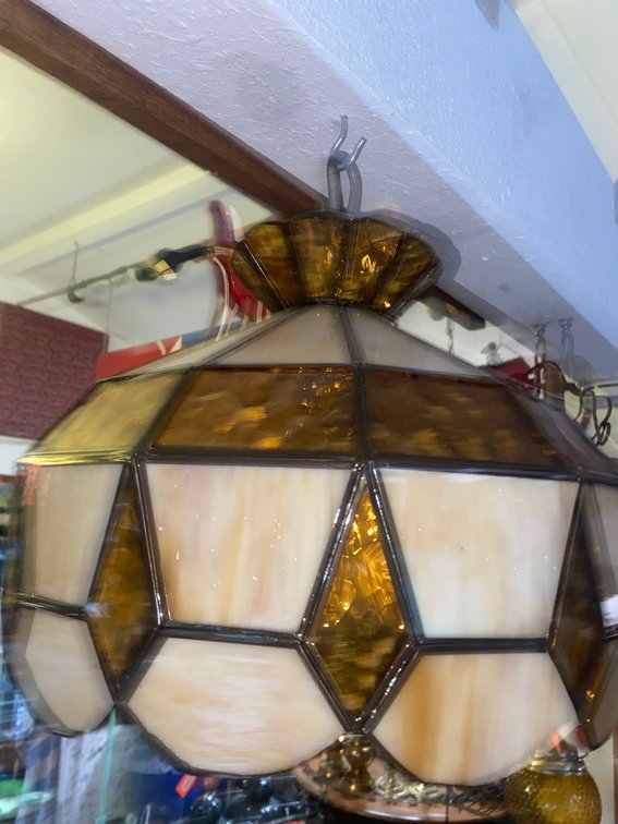 Tiffany-Style Leaded Slag Glass Pendant Lamp