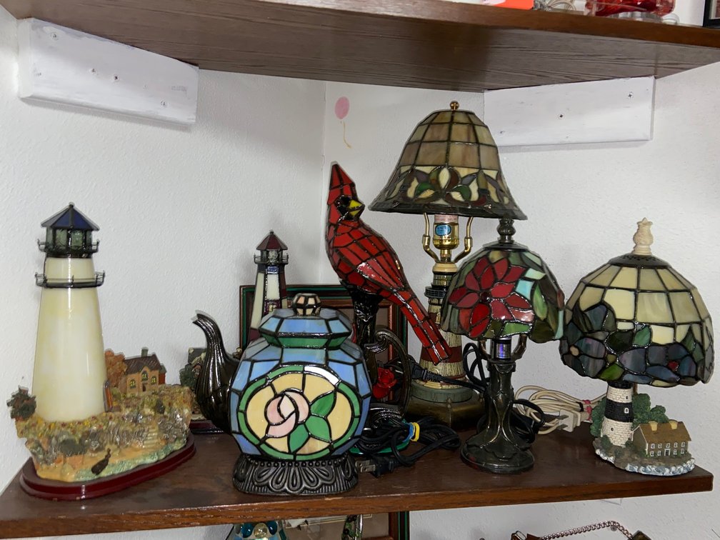 Tiffany Style Stained Glass Lamps, Teapot, Lighthouses