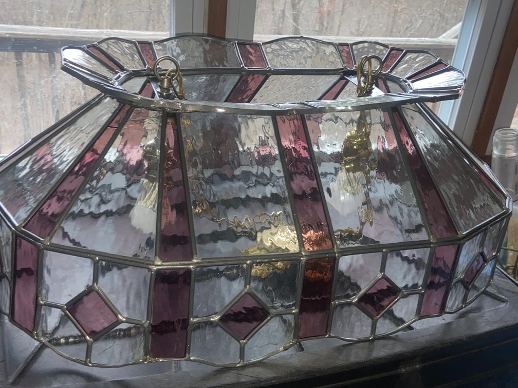 Tiffany-Style Pendant Shade - Plum Accent