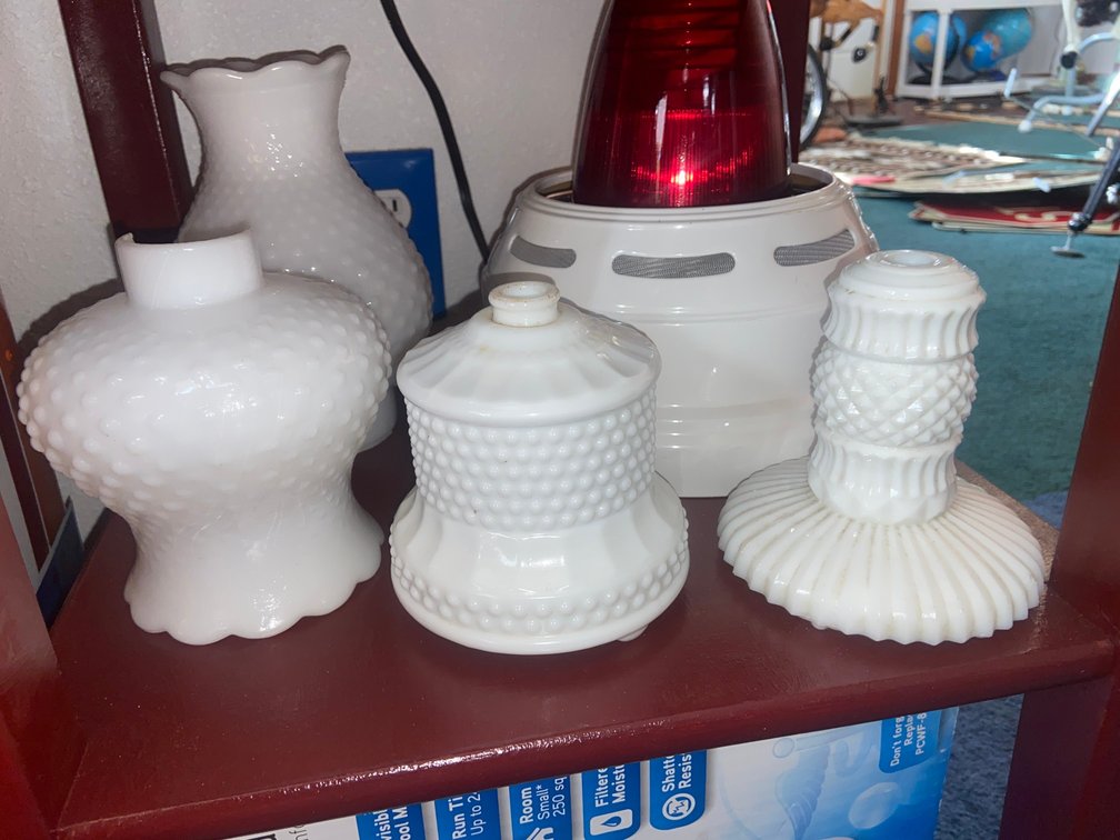 5-Piece Hobnail Glass & Red Light - Unmarked
