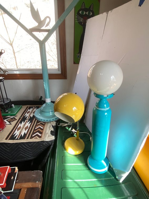 3-Piece Mid-Century Lighting - Enameled Metal