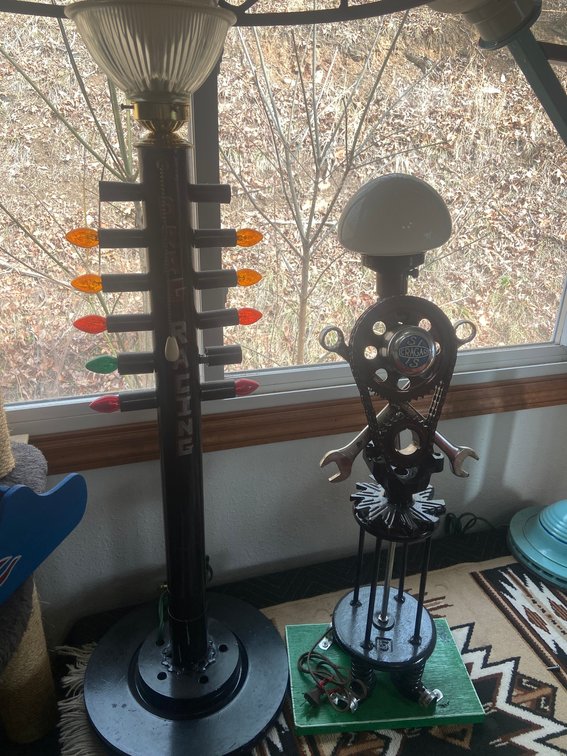 2 Upcycled Industrial Lamps - DRAG RACING