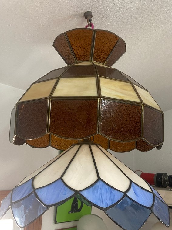 2 Tiffany-Style Lamp Shades - Slag Glass