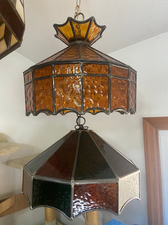 1 Tiered Pendant Lamp - Slag Glass