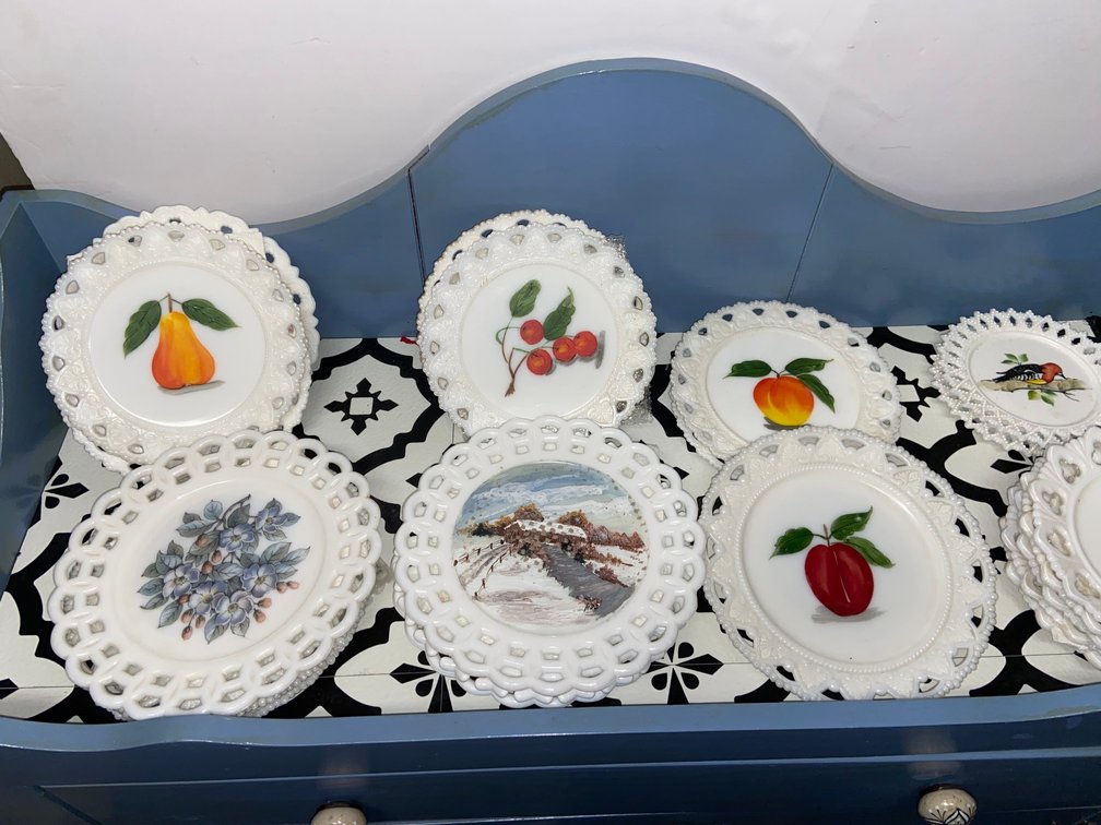 Collection of Kemple Glass, White Milk Glass Plates