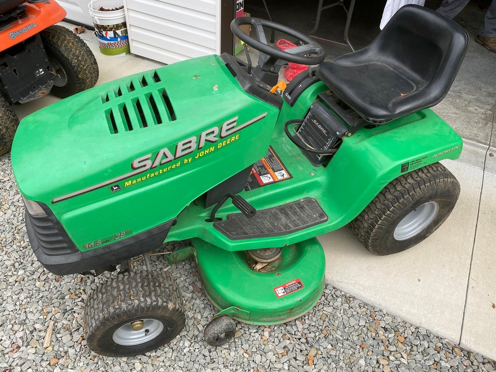 Sabre manufactured by John Deere riding mower-Model GX1438B