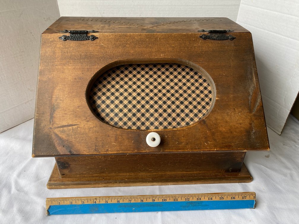 Wooden countertop bread box