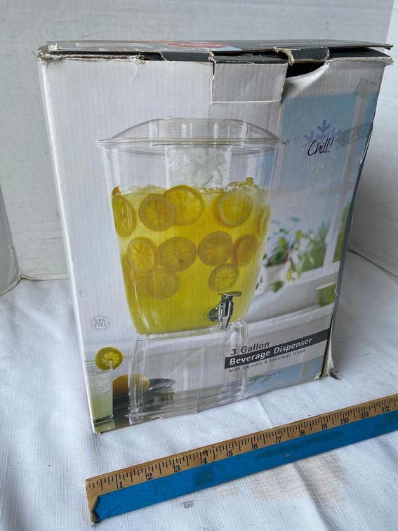 3 Gallon dispenser with ice core and beverage stand