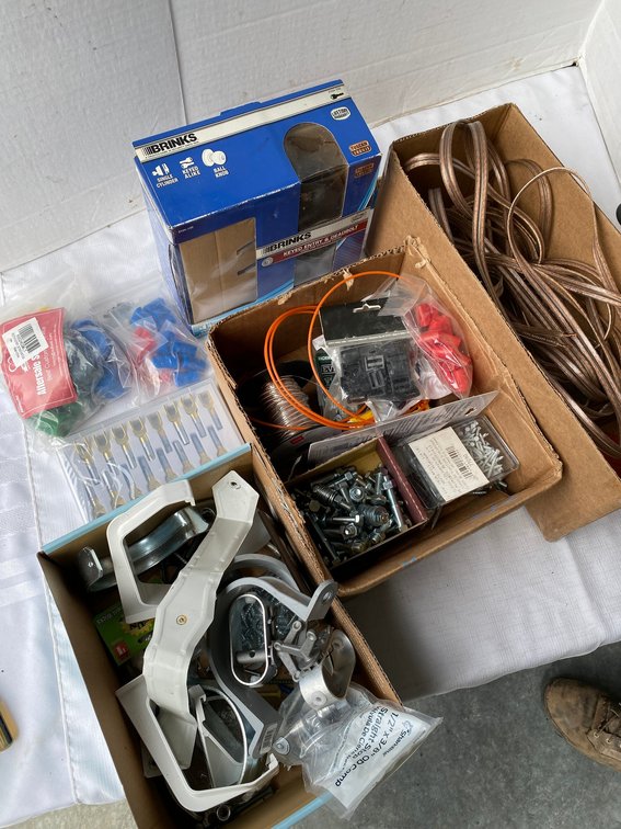 Door knob, hardware, bolts, wire, mounting brackets, wire connectors
