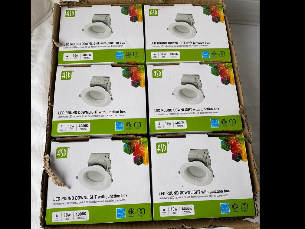 6 LED round down lights with junction boxes, 10 watt