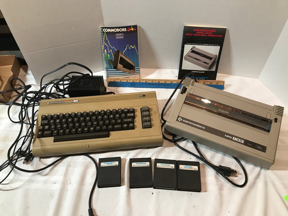 Commodore 64 personal computer with 4 cartridges