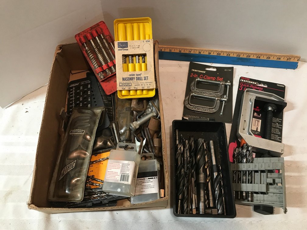 C-Clamps, drill bits and Allen wrenches