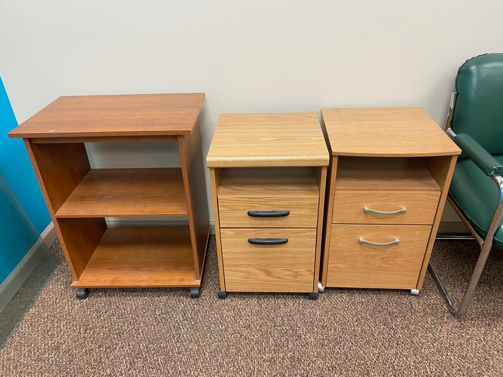 3 Small Cabinets on wheels