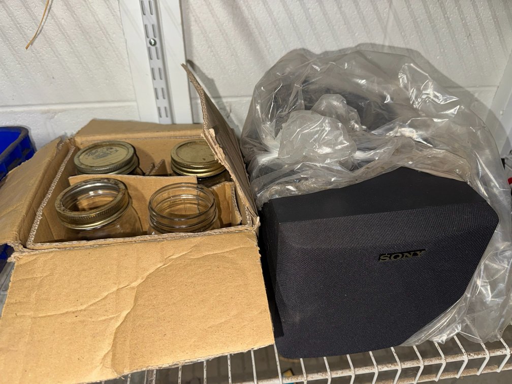 Sony speaker, Mason jars